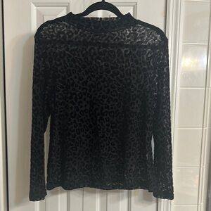 Black Leopard Print Women's Top